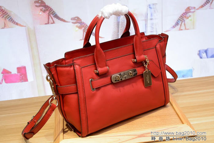 COACH蔻馳 代購正品 真正的牛貨 新款swagger27 F12111 專櫃新款光面牛皮 手提斜挎包  Chz1513
